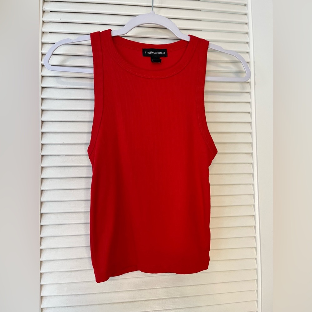 Red Mid-Rise tank top